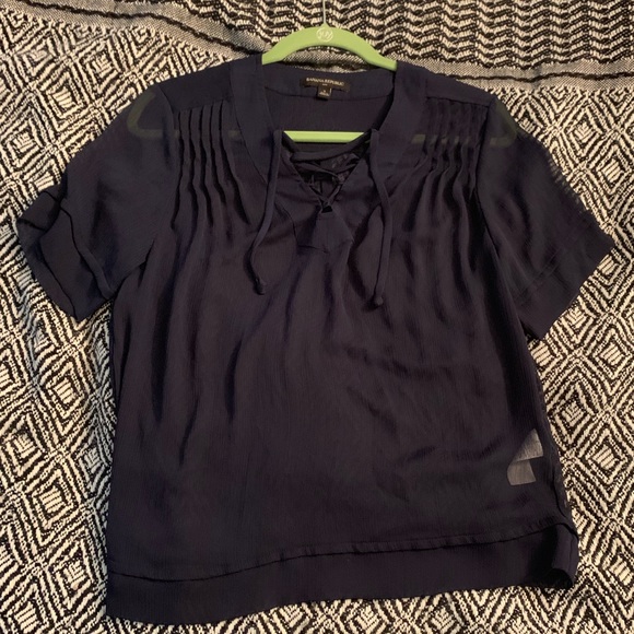 Banana Republic Factory Tops - Navy Banana Republic Lace Up Ladies Top